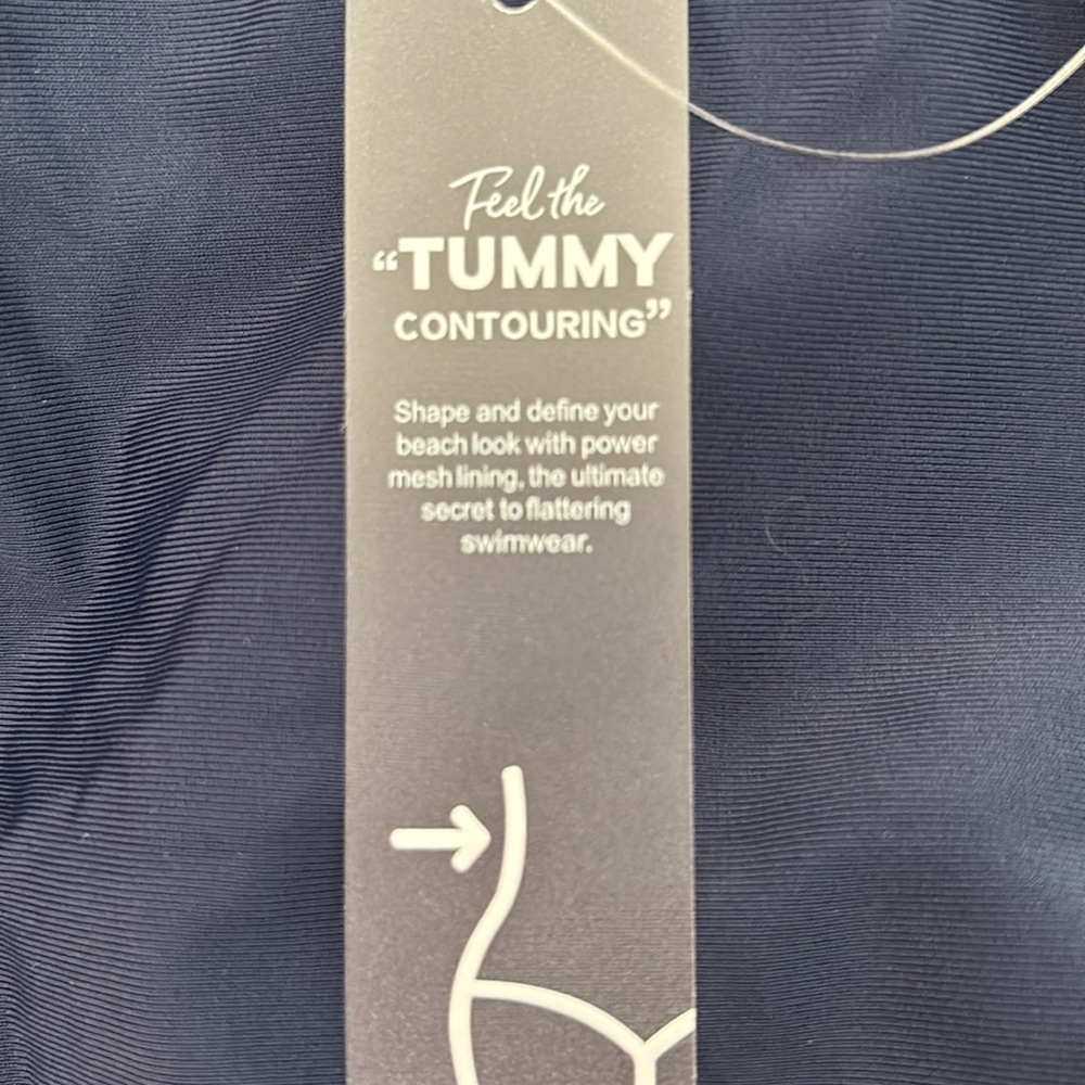 NWT CupShe Asymmetrical Tummy Control Navy Blue One-Piece Swimsuit size Medium - Picture 8 of 10